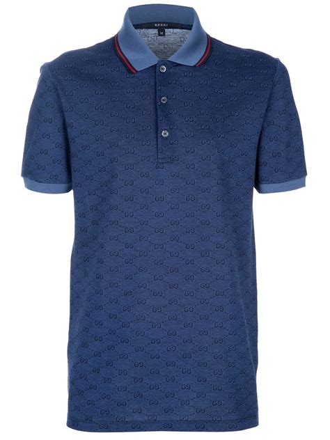 gucci short-sleeved monogrammed polo - blue - polo shirts|Gucci Polo Shirts for Men .